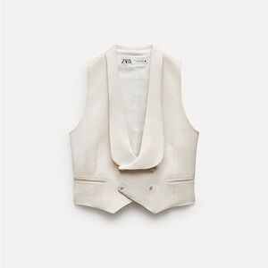 Zara Ecru tuxedo vest ZW Collection XS